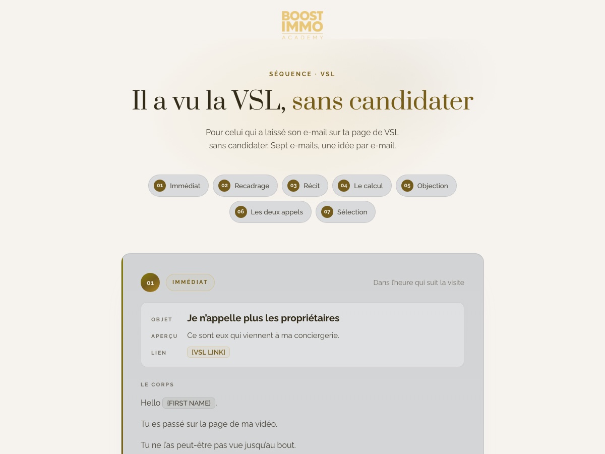 Aperçu de la séquence après la VSL